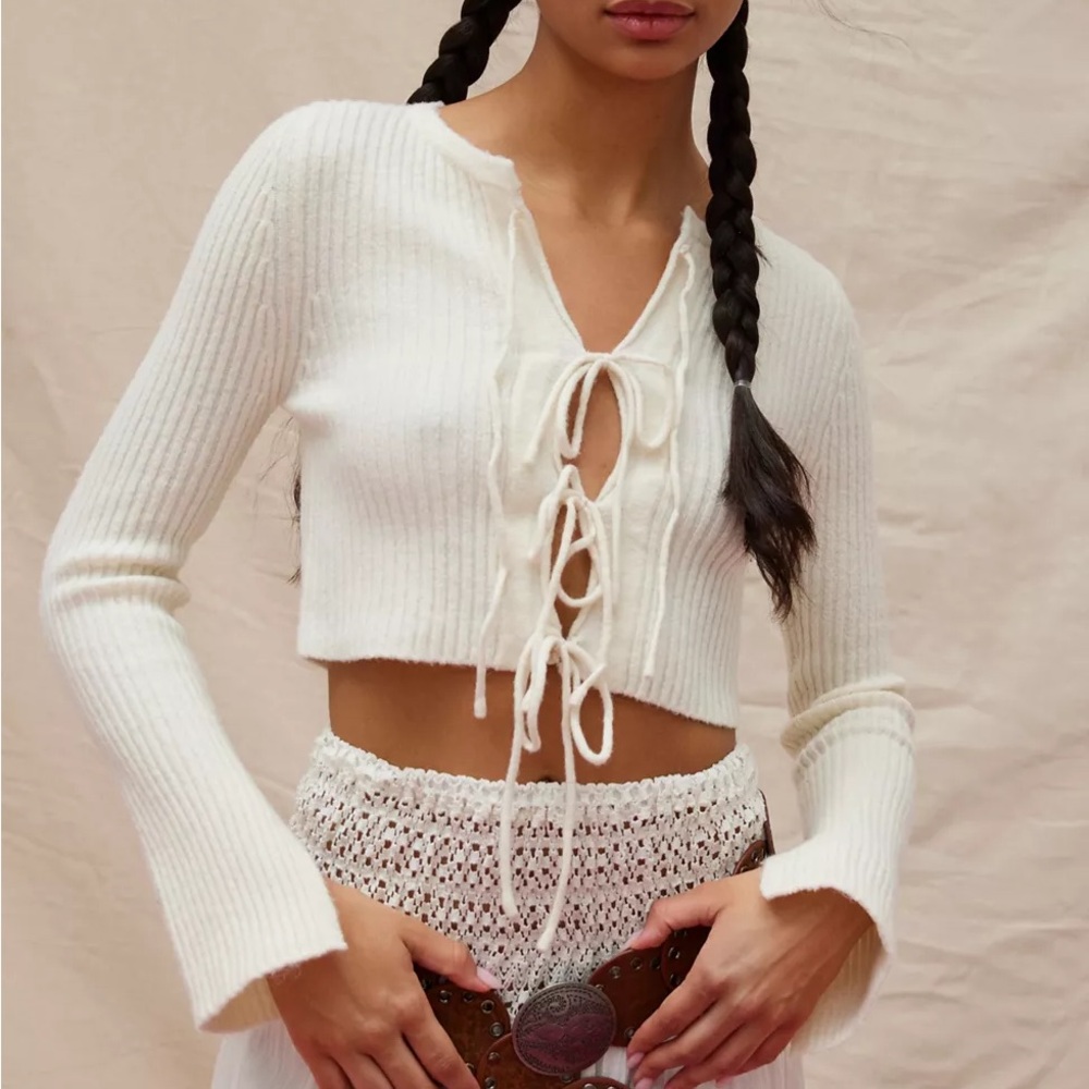 Urban Outfitters Kimchi Blue Jane Bow Tie-Front Cardigan